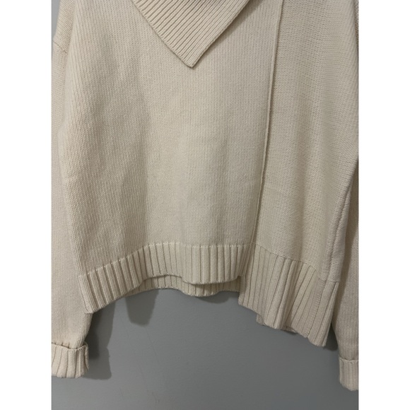 WE-AR4 The Asymmetrical Turtleneck Women’s Medium Beige Wool Sweater - Picture 9 of 17